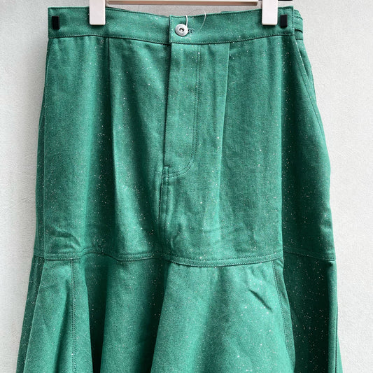 LAME DENIM FLARE SKIRT / GREEN / ラメデニムフレアスカート