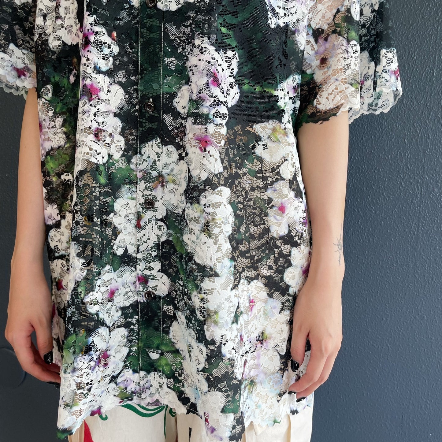 LACE HALF SLEEVE SHIRT & LACE SCARF / FLOWER / レース半袖シャツ&レーススカーフ