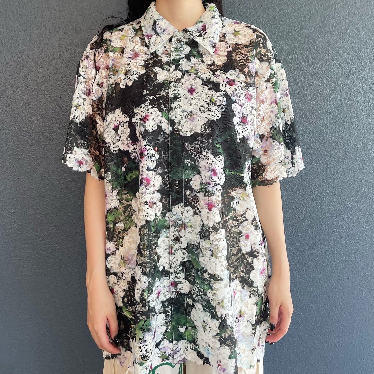 LACE HALF SLEEVE SHIRT & LACE SCARF / FLOWER / レース半袖シャツ&レーススカーフ