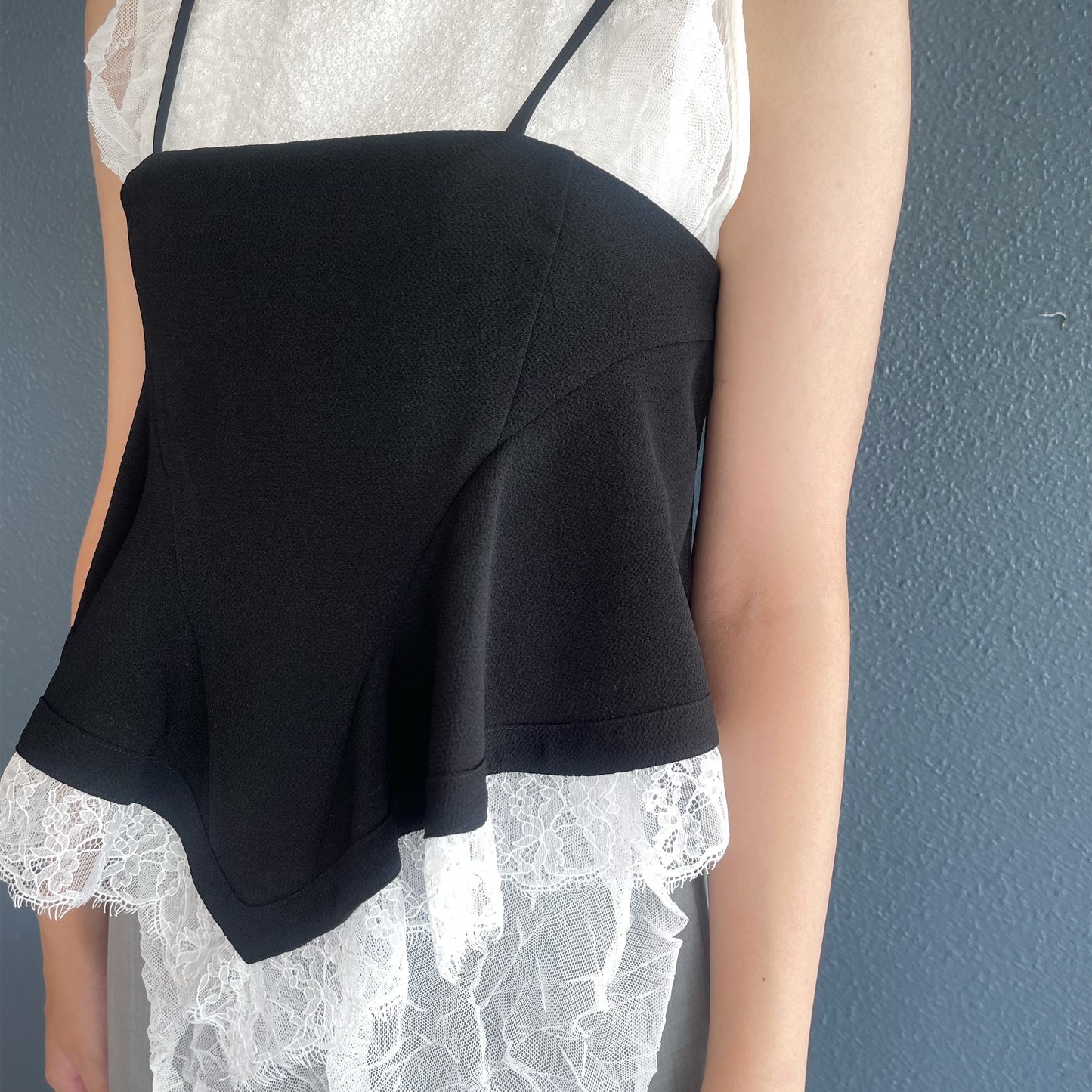 Ruth Top / Black x White lace / ドレープコルセットトップ