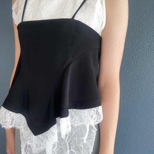 Ruth Top / Black x White lace / ドレープコルセットトップ