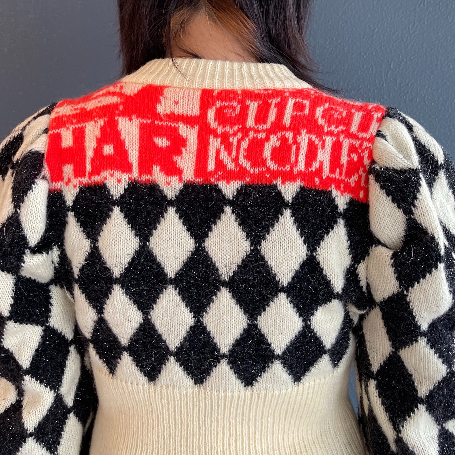 Circus Cardigan / White × Black / バルーンスリーブカーディガン