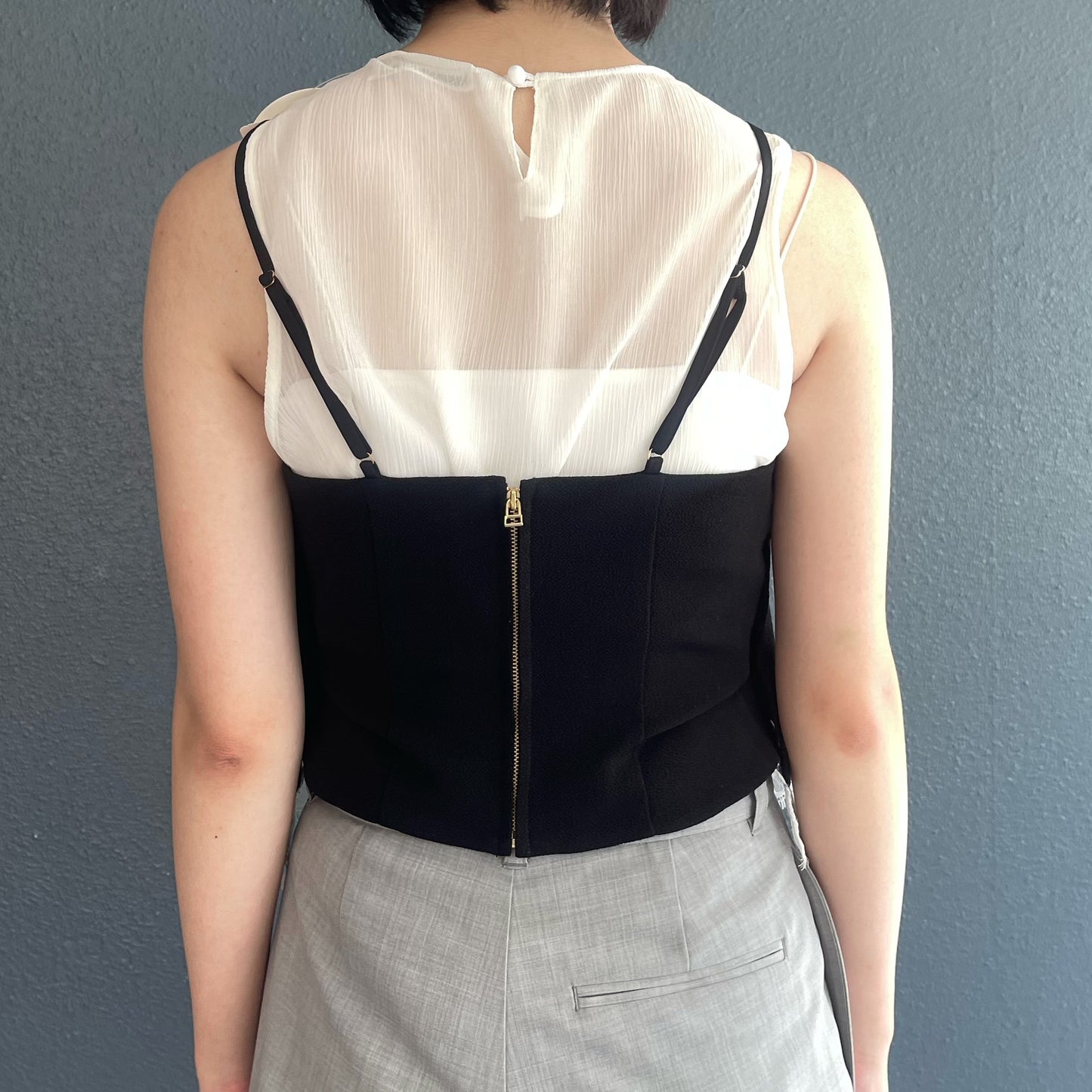 Ruth Top / Black x White lace / ドレープコルセットトップ