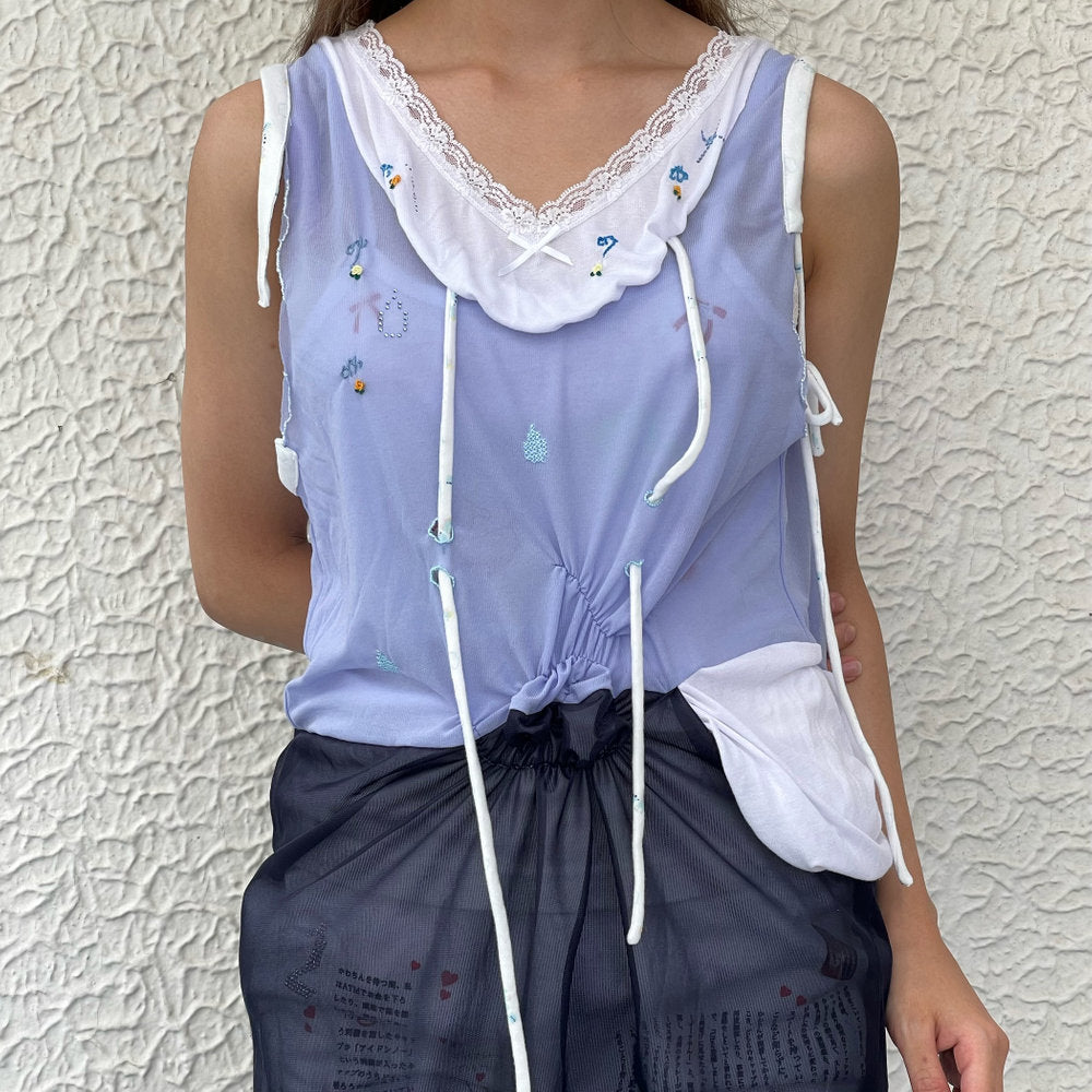 cry forever / white×light blue×navy / ノースリーブワンピース