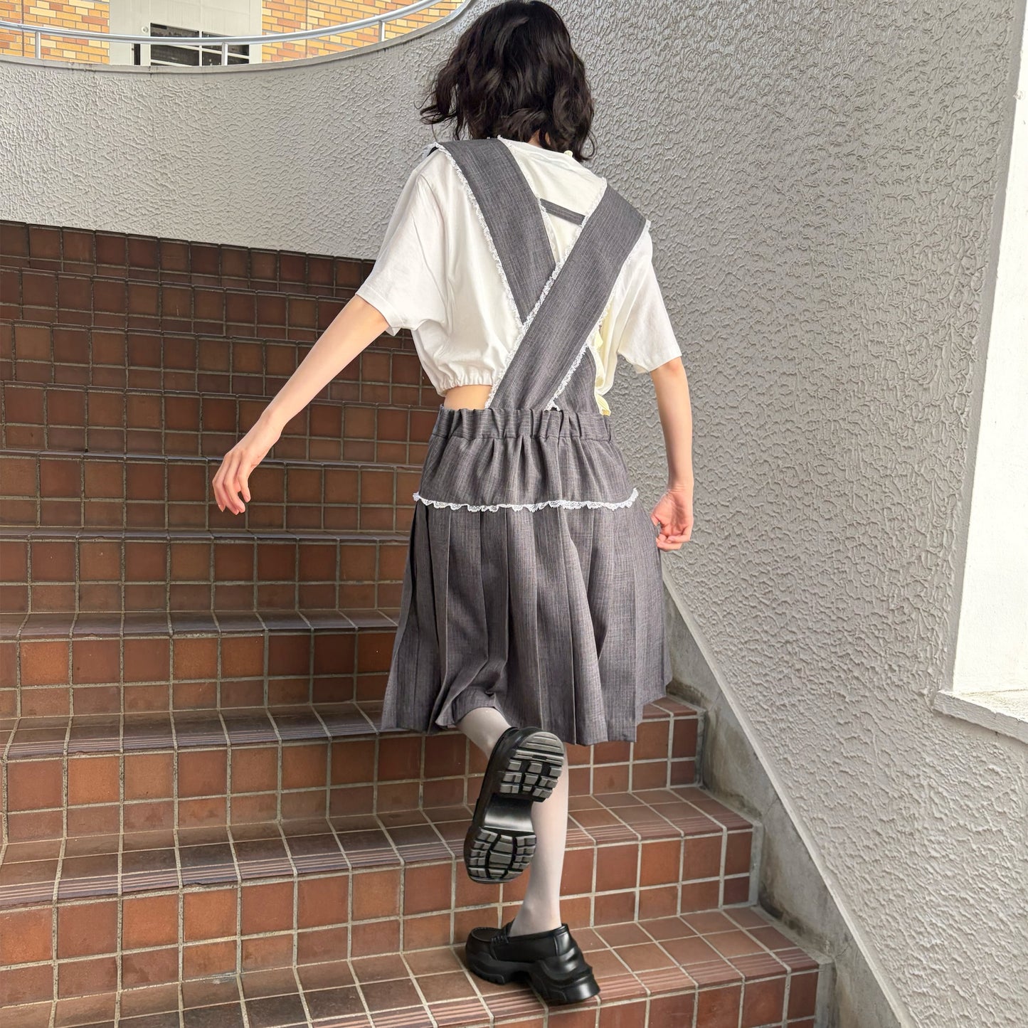 SCHOOL APRON DRESS / GRAY / スクールエプロンドレス