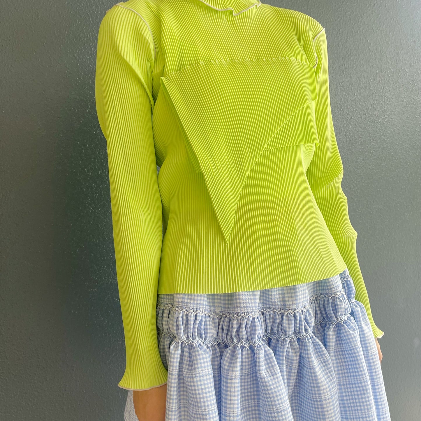 TODO WAVE LONG SLEEVE TOP*HIGH NECK TYPE / MUSCAT / ウェーブロングスリーブトップ