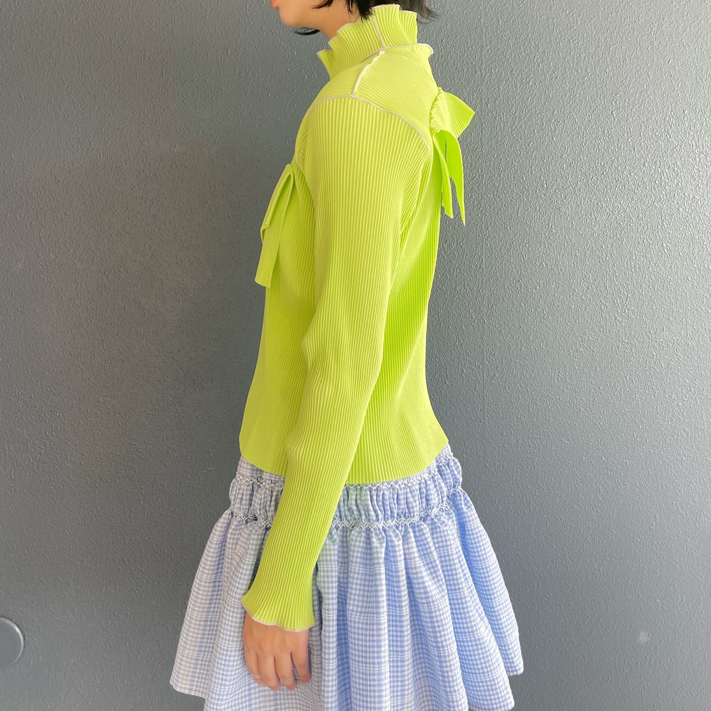 TODO WAVE LONG SLEEVE TOP*HIGH NECK TYPE / MUSCAT / ウェーブロングスリーブトップ