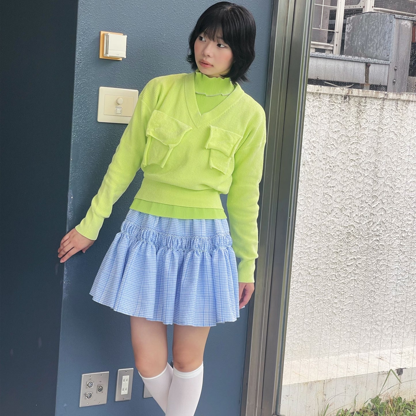 TODO WAVE LONG SLEEVE TOP*HIGH NECK TYPE / MUSCAT / ウェーブロングスリーブトップ