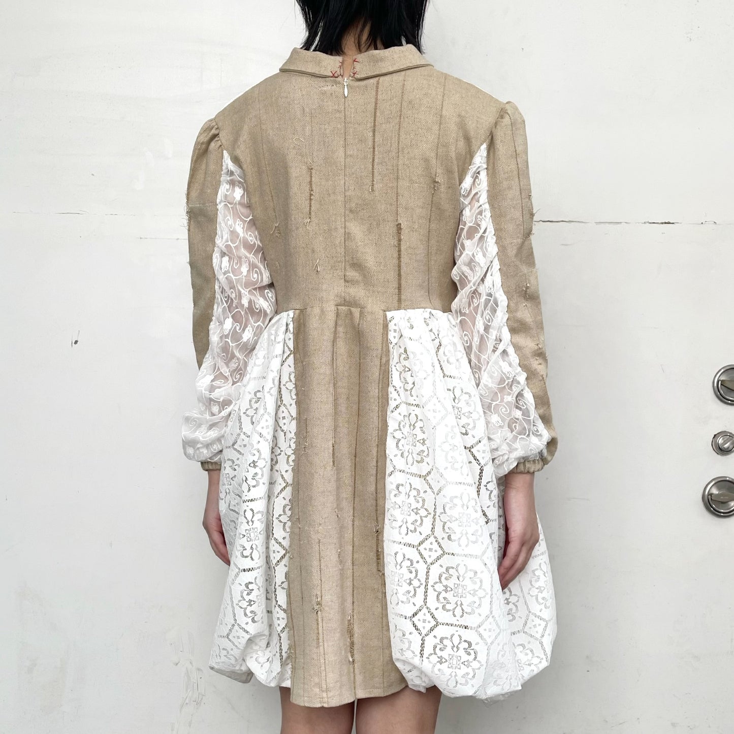 Damege dress / Beige×White / ダメージドレス