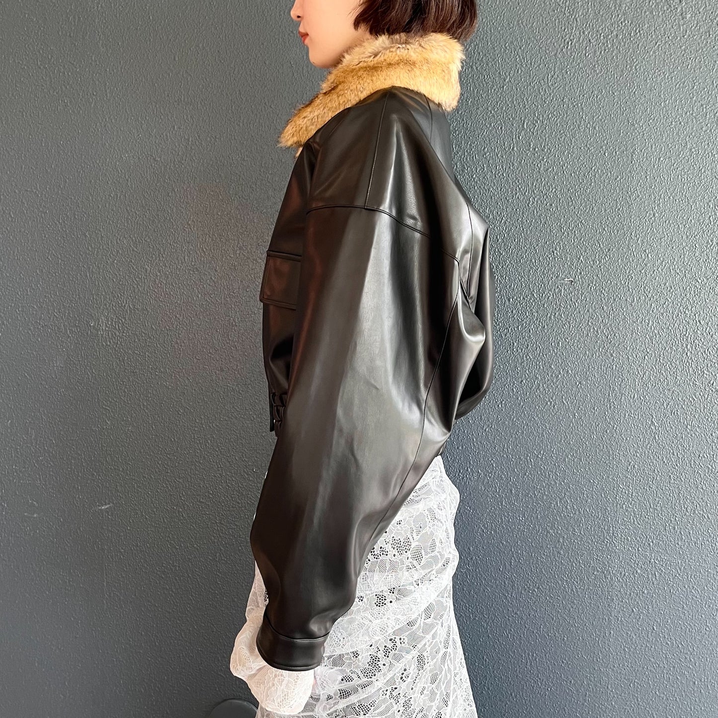 Jess jacket / fake leather / ファーブルゾン