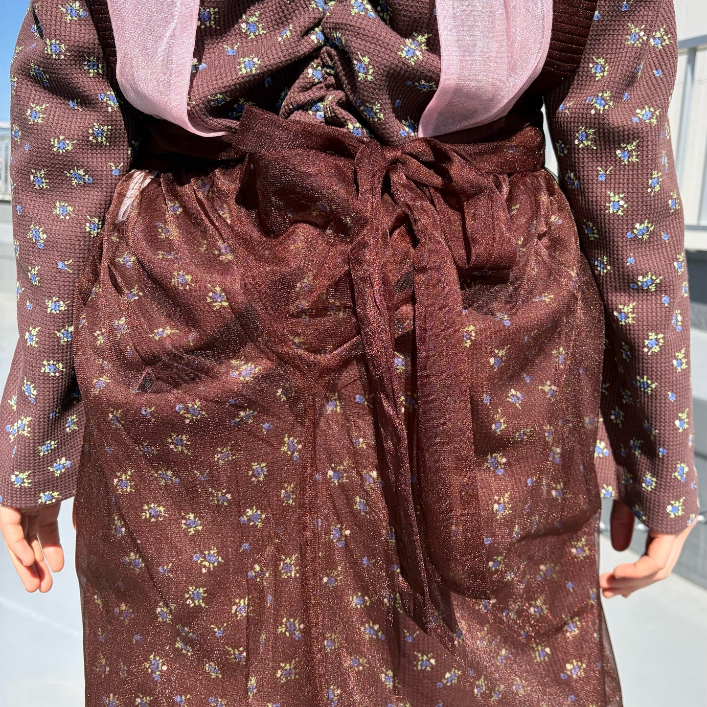 SUGAR SUGAR APRON / PINK-BROWN / シアーエプロン