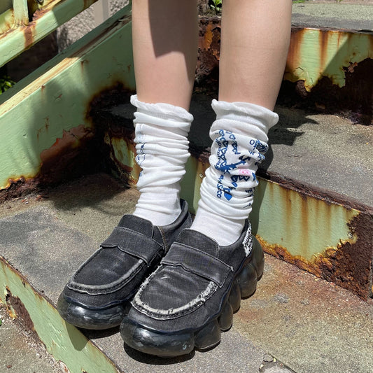 【SHEEP SOUVENIR】sheep is always here socks / long blue / ハイソックス
