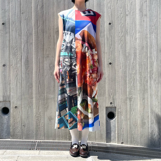 【SHEEP別注】PRINT RIB SLEEVELES ONE-PIECE / CUTLERY / プリントリブノースリーブワンピース