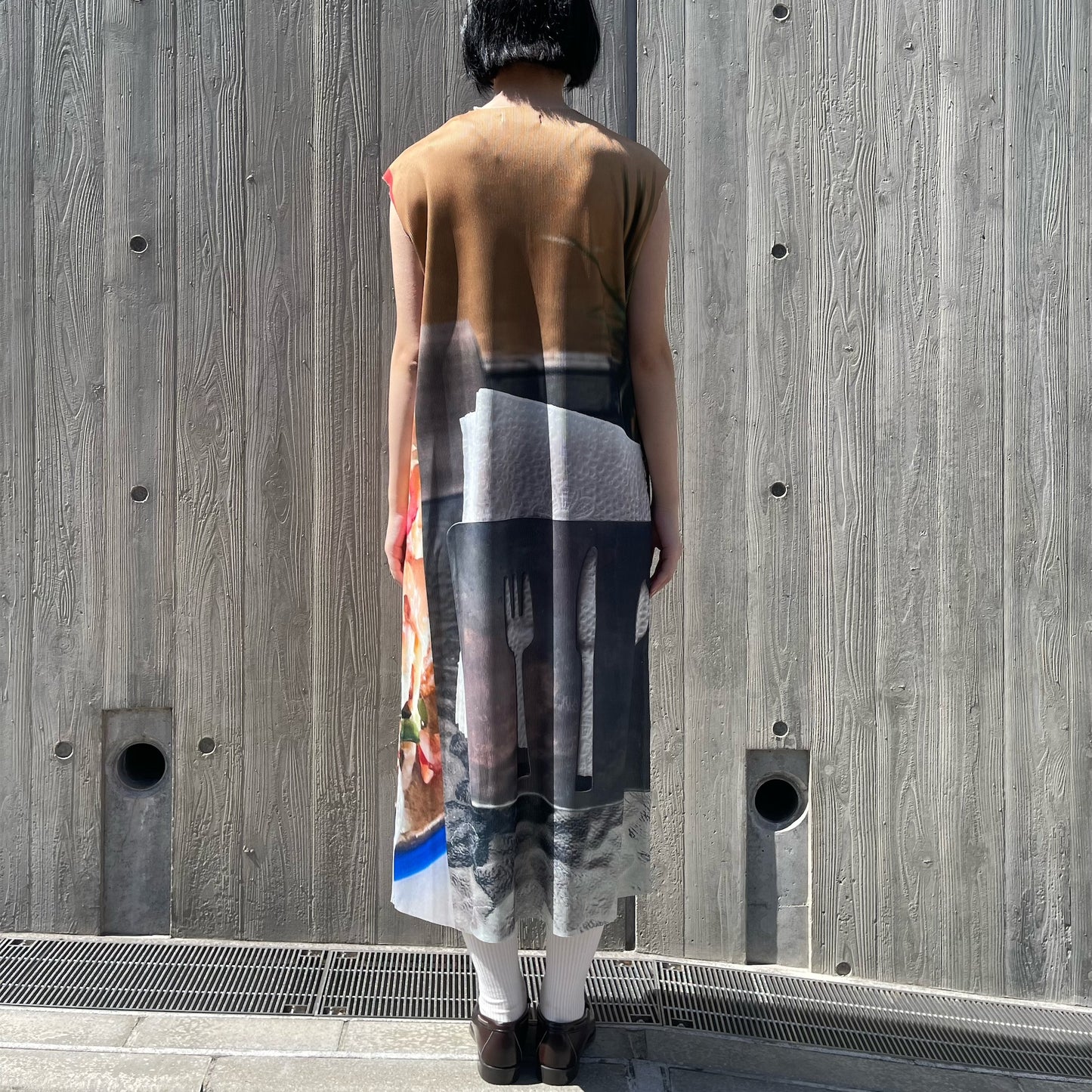 【SHEEP別注】PRINT RIB SLEEVELES ONE-PIECE / CUTLERY / プリントリブノースリーブワンピース