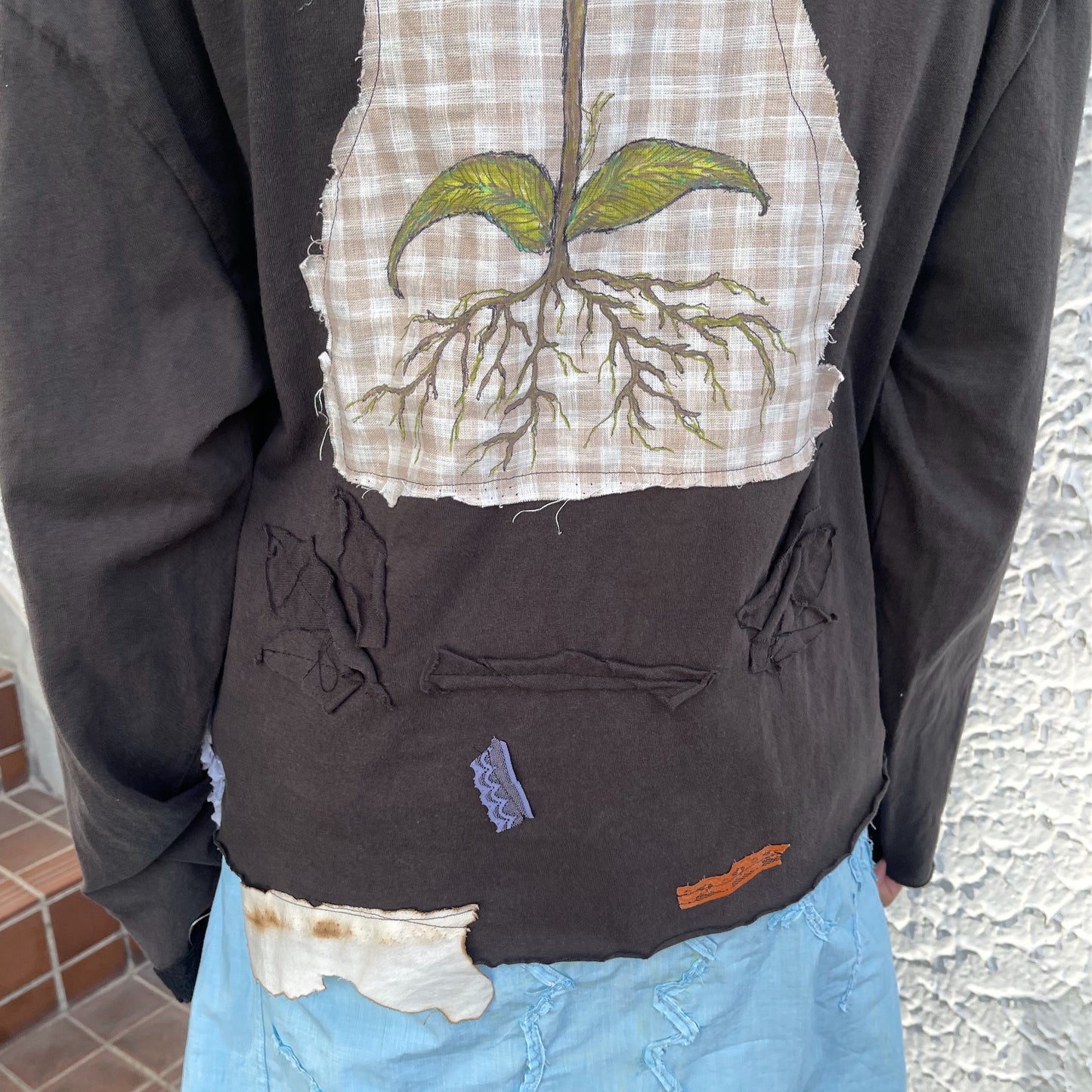 trust teji x TONII MONDO collabolation ★ Flower Long sleeve tee / Black / ロングスリーブTシャツ