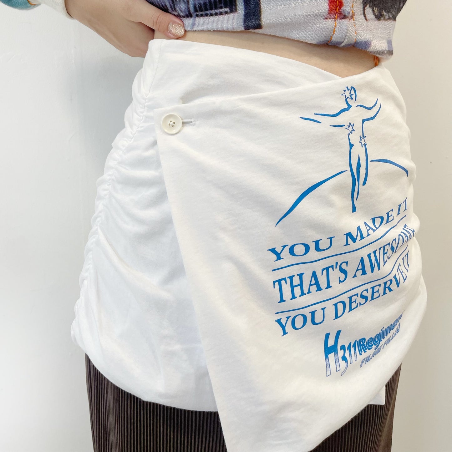 T Wrap Skirt / White / グラフィックラップスカート