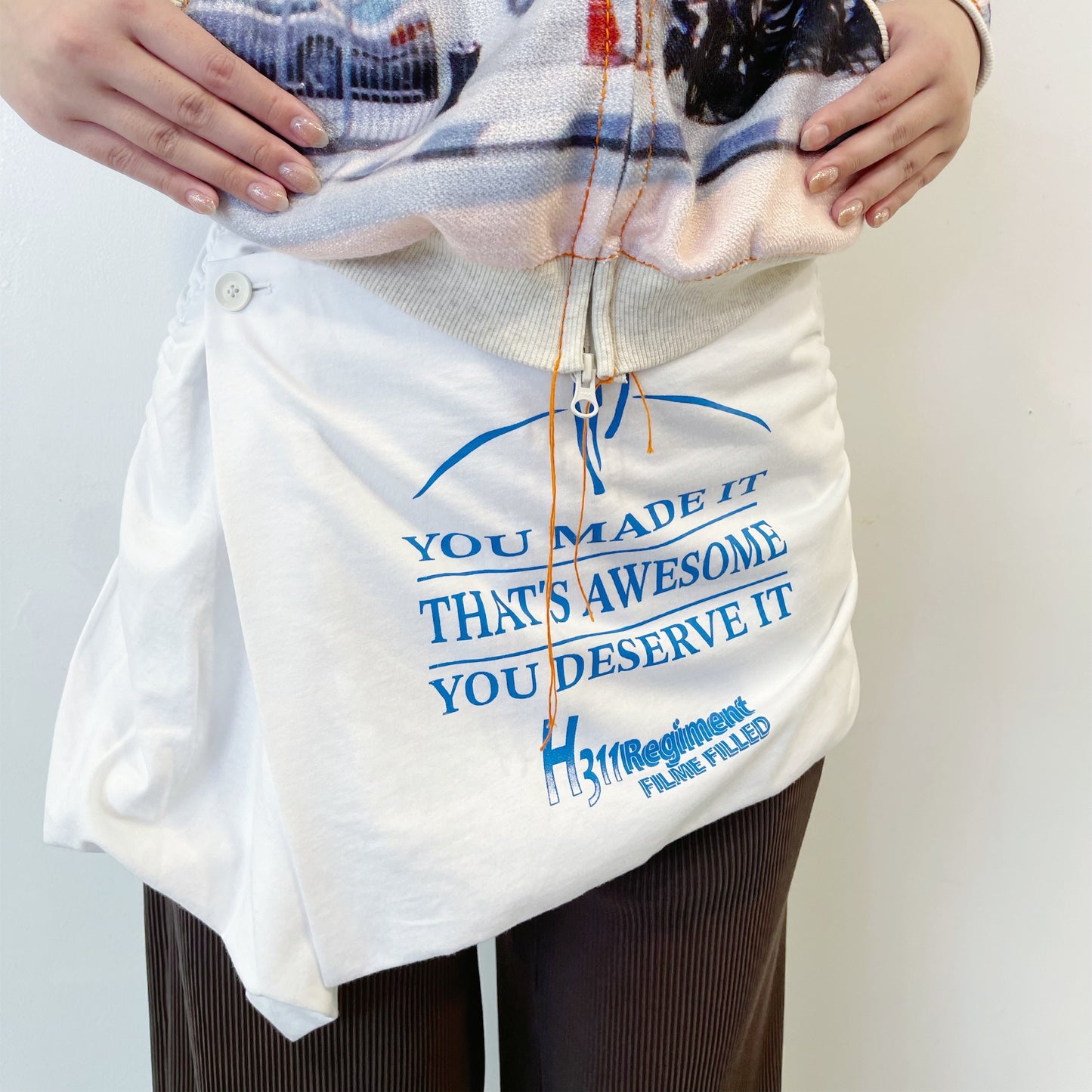 T Wrap Skirt / White / グラフィックラップスカート