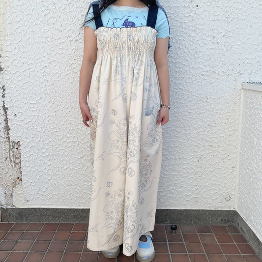 Joy moon jumpsuit / Silver plants / プリントジャンプスーツ