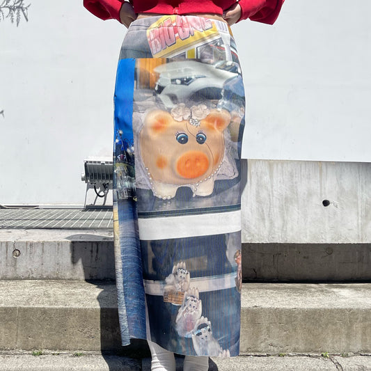【SHEEP別注】PRINT RIB TIGHT SKIRT / PIG / プリントリブタイトスカート