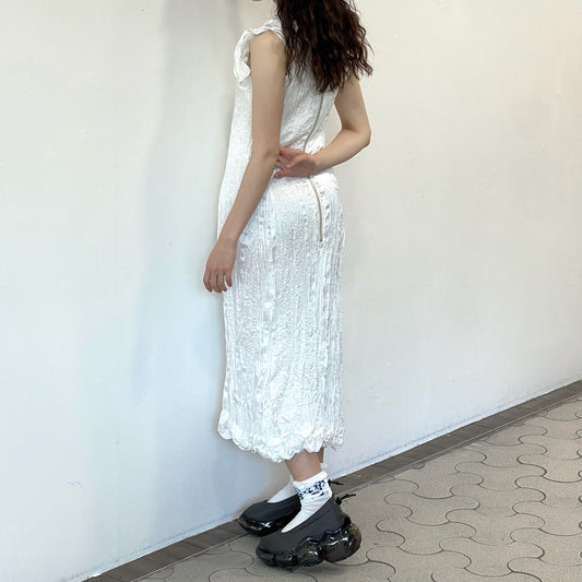 collapsed dress / white / ウォッシュ加工ドレス