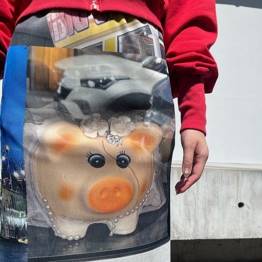 【SHEEP別注】PRINT RIB TIGHT SKIRT / PIG / プリントリブタイトスカート