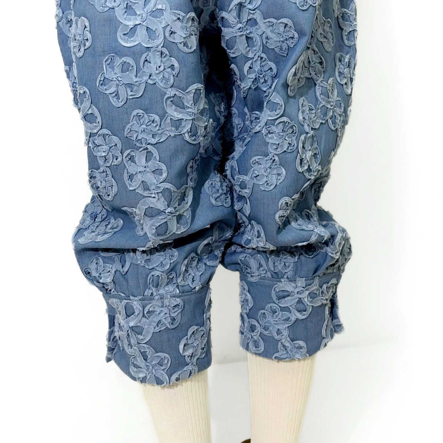 Flower denim trousers / Blue / レースフラワーデニムパンツ