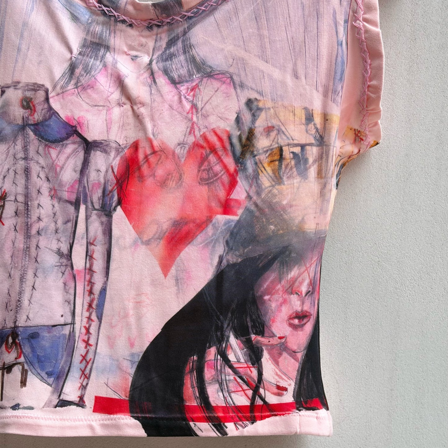 Pink strappy tank / pink / プリントタンクトップ