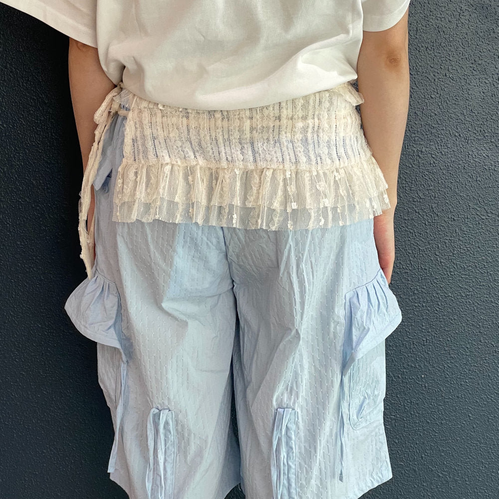 Ruffled Lace Layered Wrap Skirt / Sky Blue / ラッフルレースレイヤードラップスカート