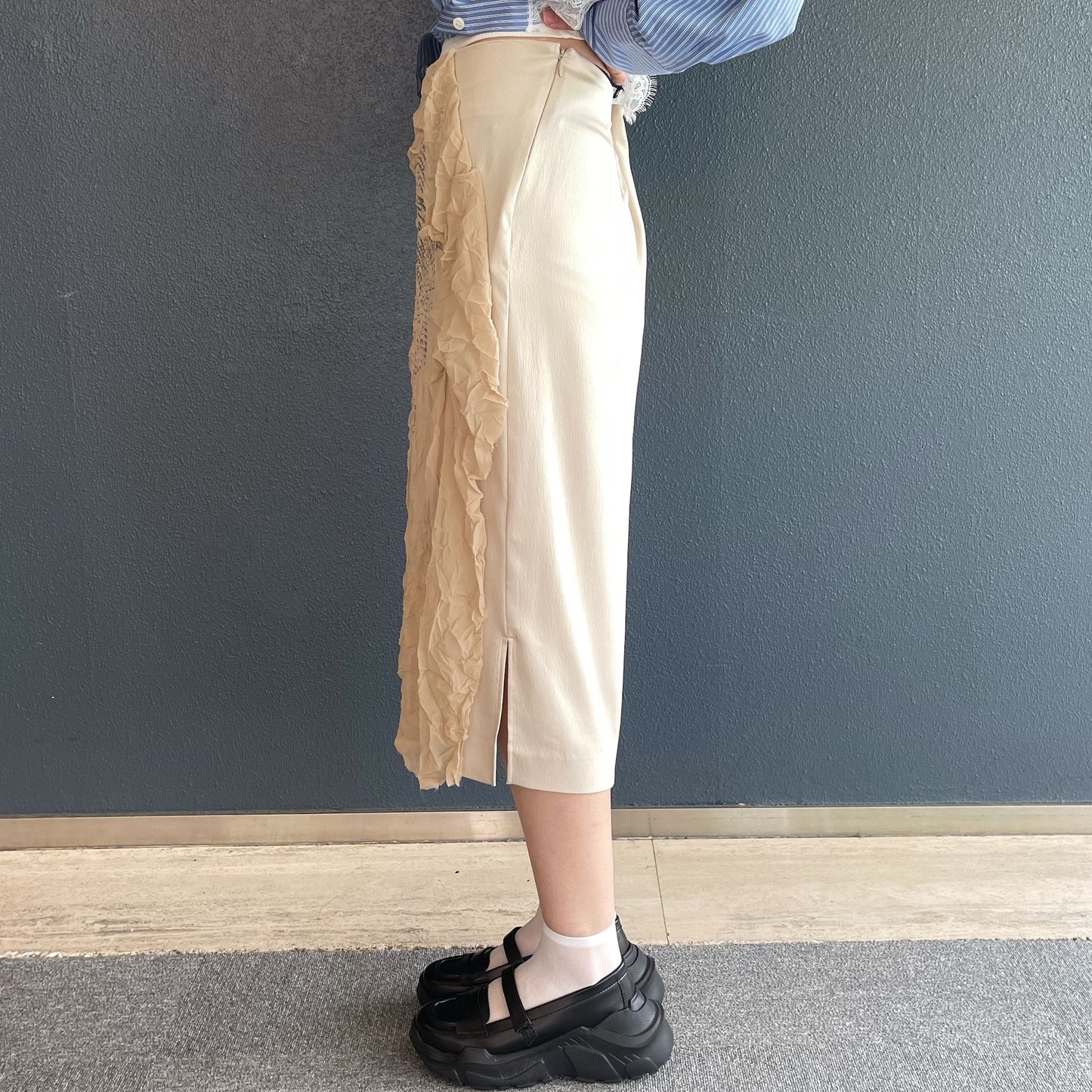 Elizabeth Skirt / Beige x Beige / スパンコールシフォンスカート