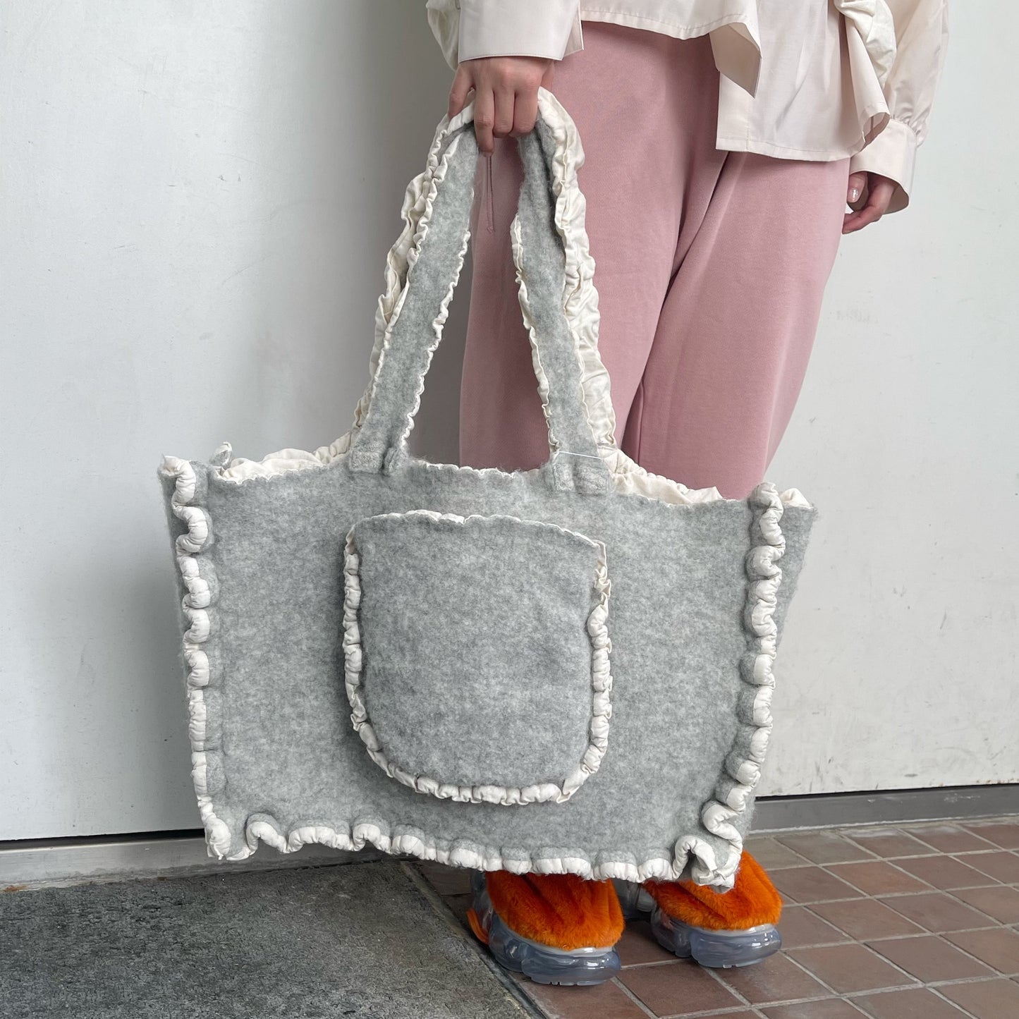 fulling bag / gray / 縮絨トートバッグ