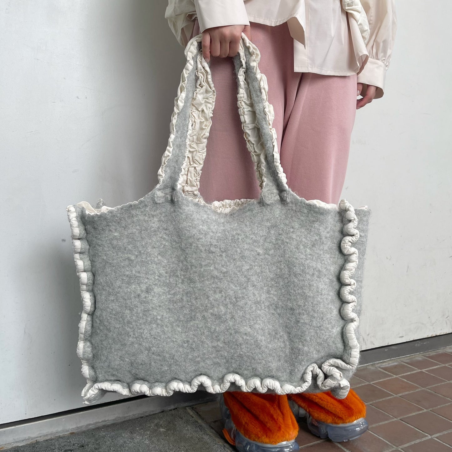 fulling bag / gray / 縮絨トートバッグ