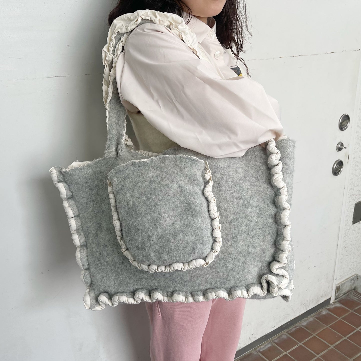 fulling bag / gray / 縮絨トートバッグ