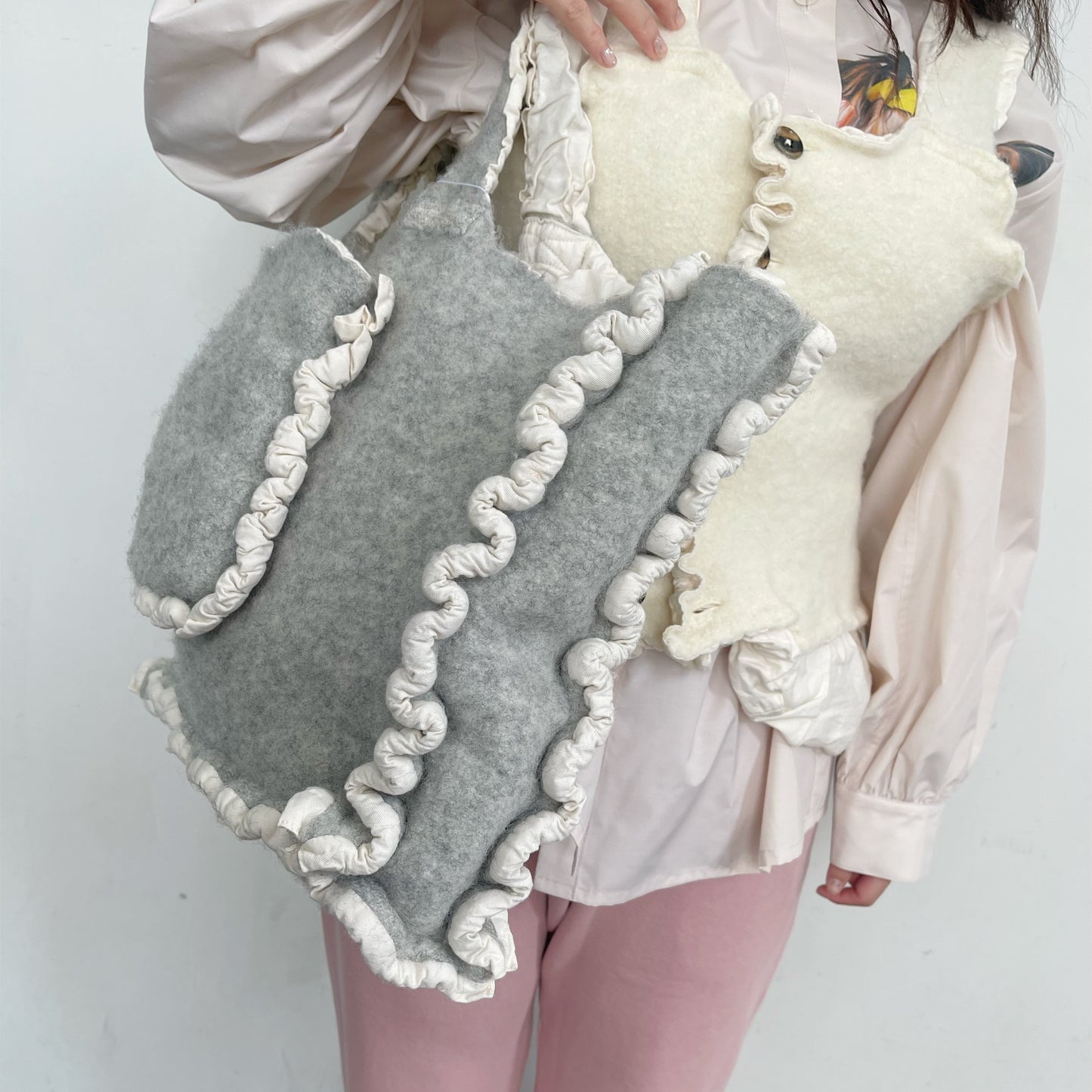 fulling bag / gray / 縮絨トートバッグ
