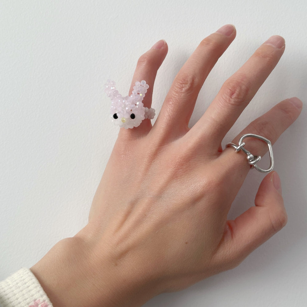 Rabbit Beads Ring / Baby Pink / うさぎのビーズリング
