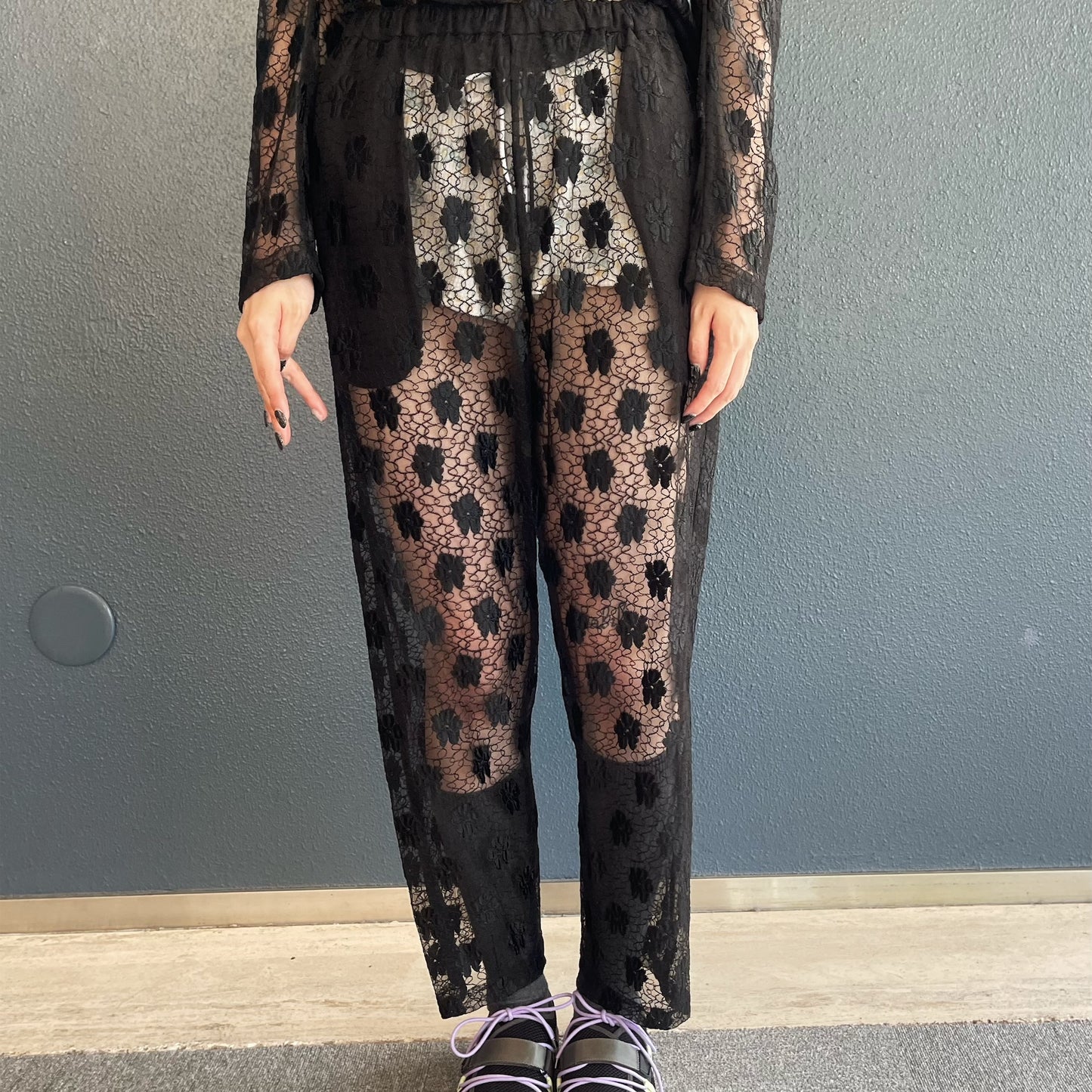 Flower Lace Pants / Black / フラワーレースパンツ