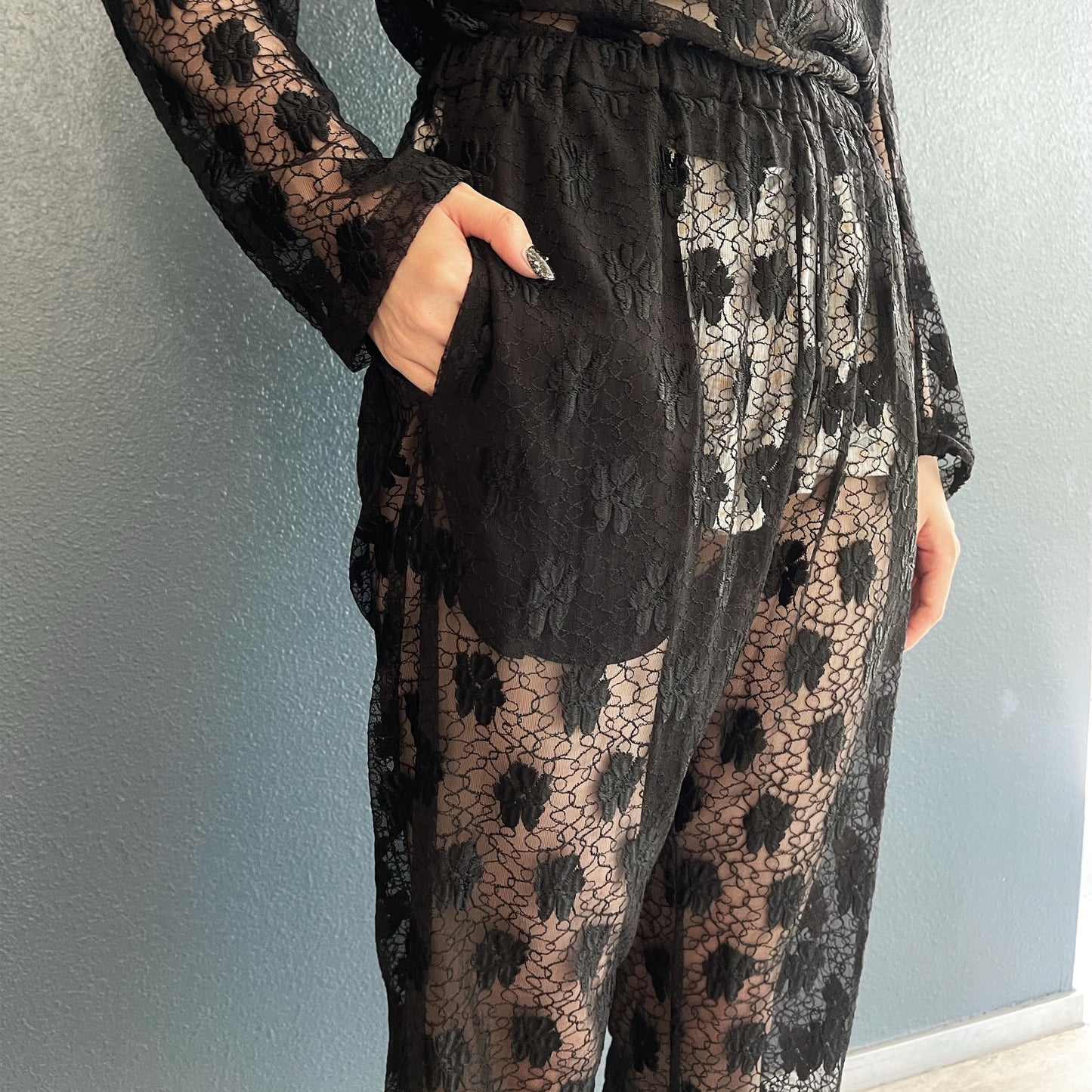 Flower Lace Pants / Black / フラワーレースパンツ