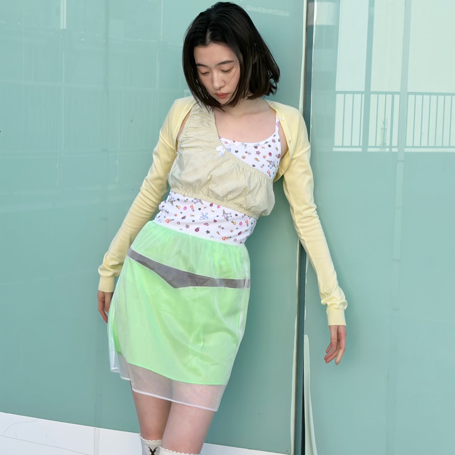 PAM'S CARDIGAN / CREAM YELLOW / クロップカーディガン