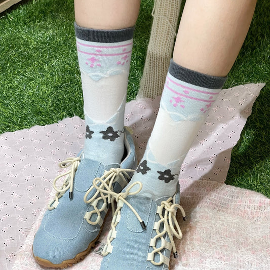 heart socks / sky blue / ハートソックス