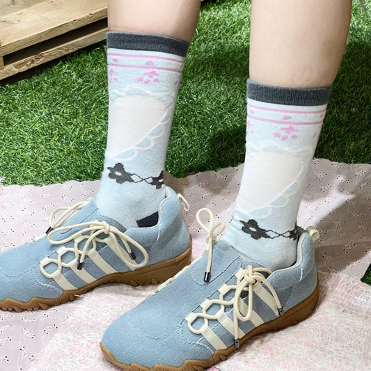 heart socks / sky blue / ハートソックス