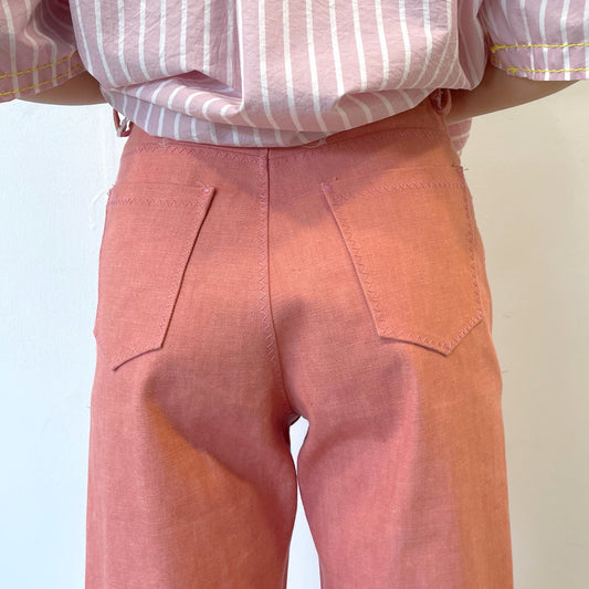 zigzag stitch pants / salmon pink / ジグザグステッチパンツ