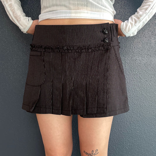 Stripe Wrap Skirt / Black / ストライプラップスカートパンツ