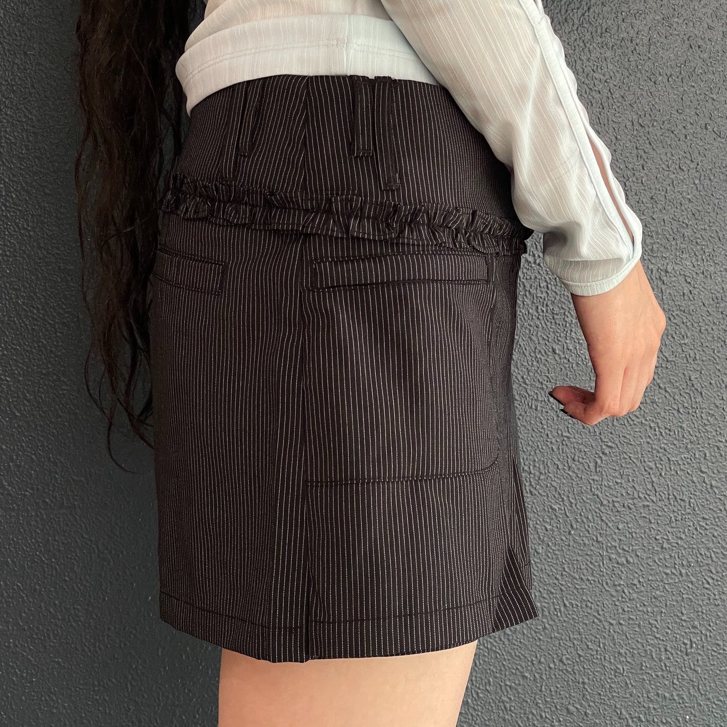 Stripe Wrap Skirt / Black / ストライプラップスカートパンツ