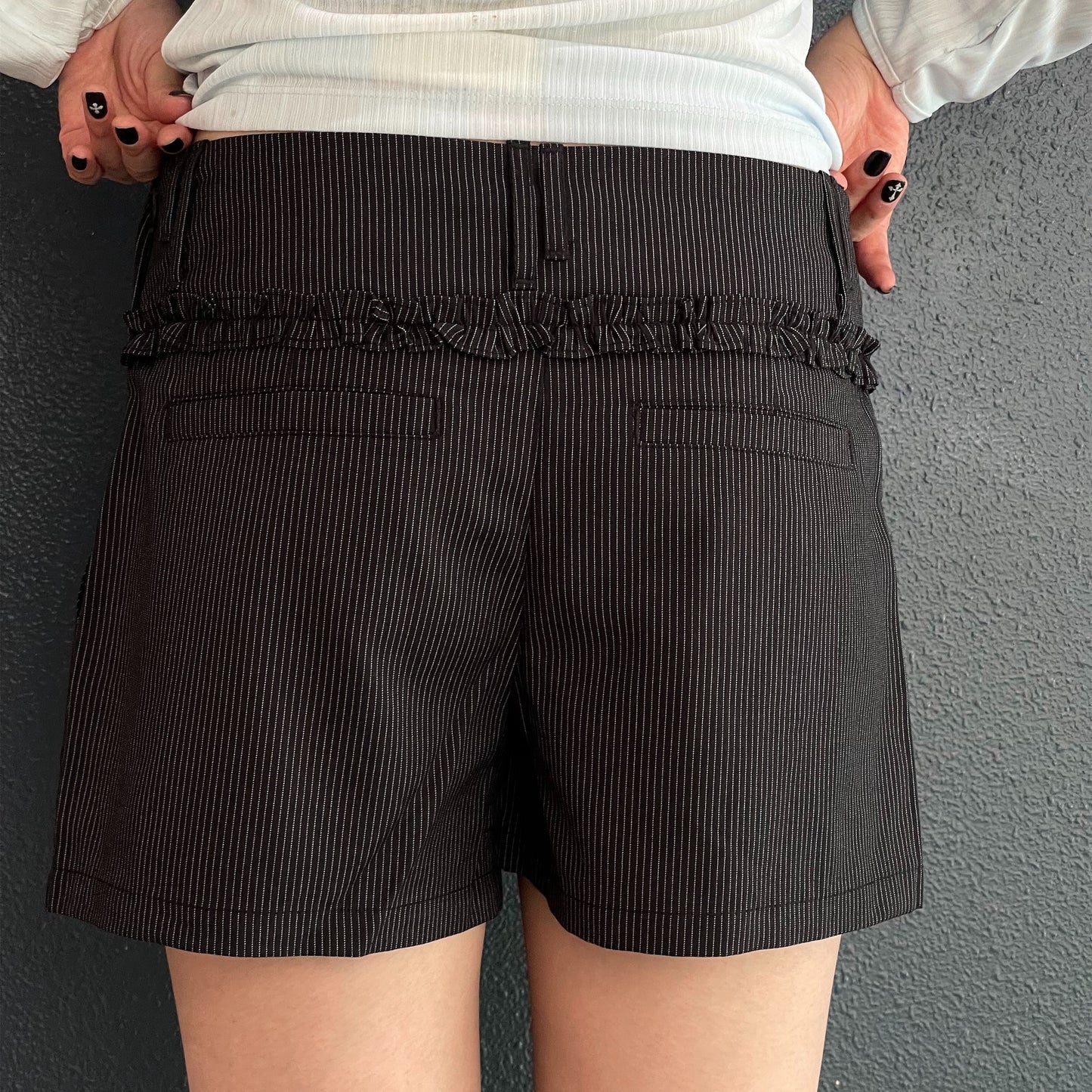 Stripe Wrap Skirt / Black / ストライプラップスカートパンツ