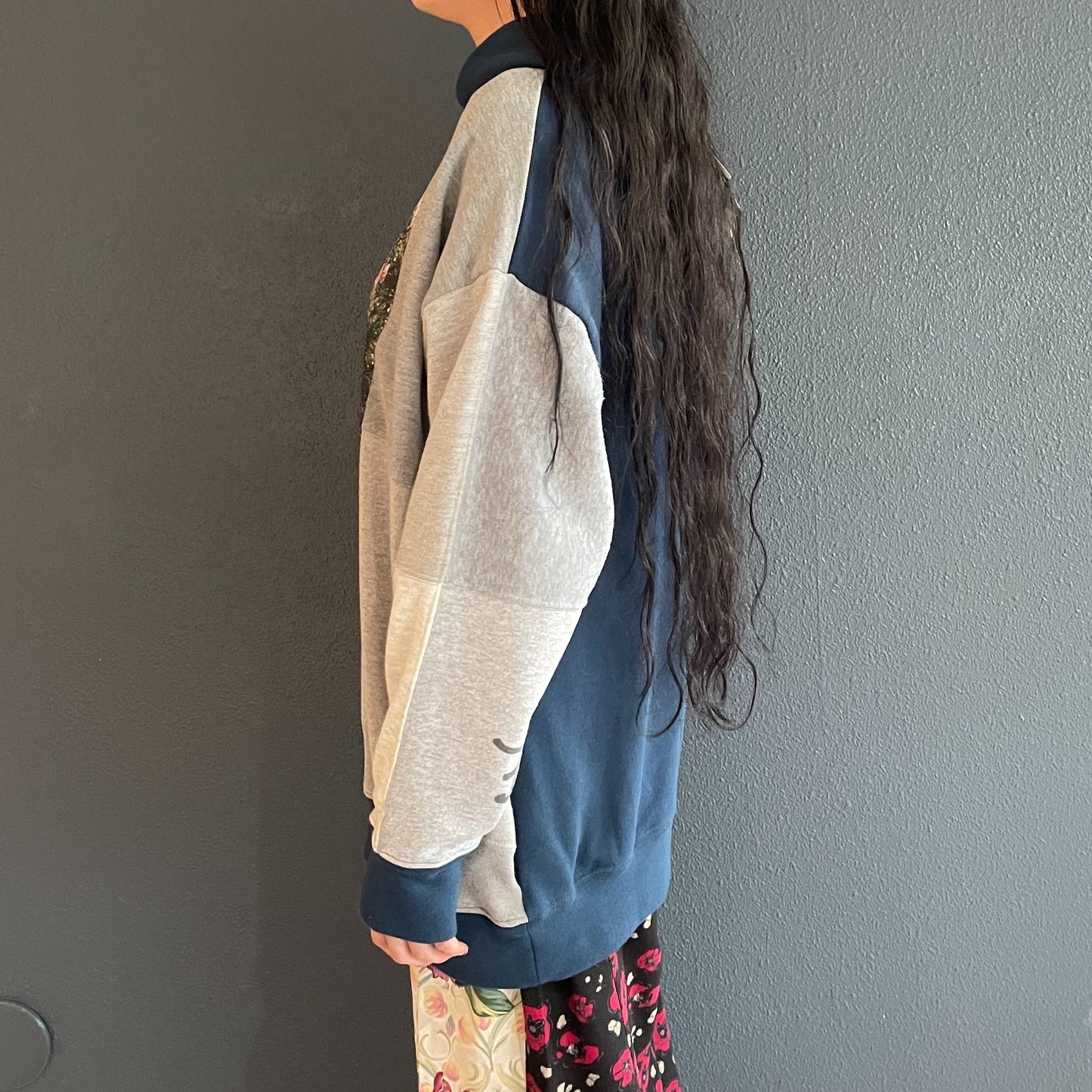 TWO-TONE HOODIE / BLUE YELLOW / 2トーンフーディー