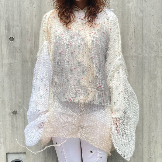 Heart break mohair jumper / White / ハートブレイクモヘアニットジャンパー