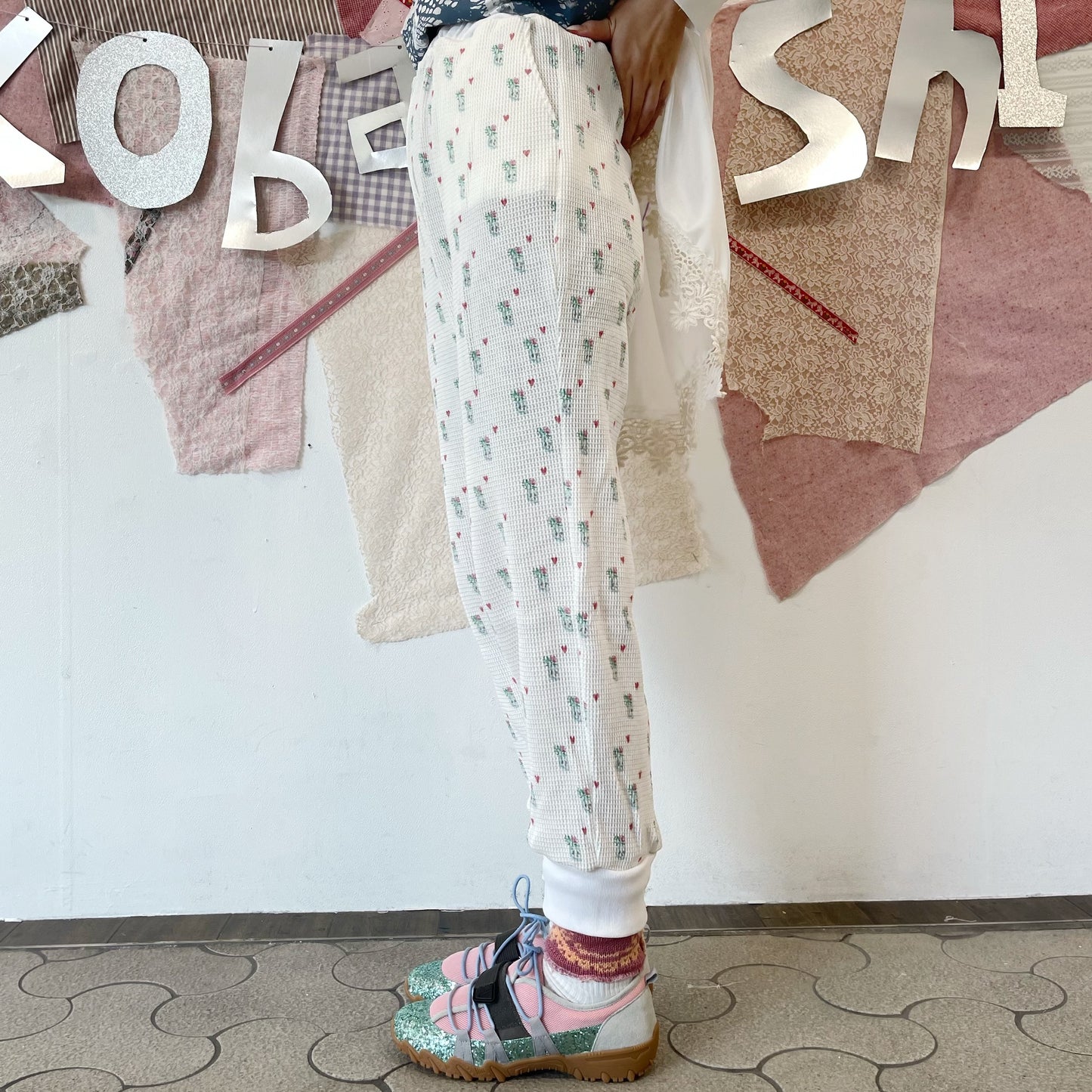 Thermal trousers / White / プリントサーマルパンツ