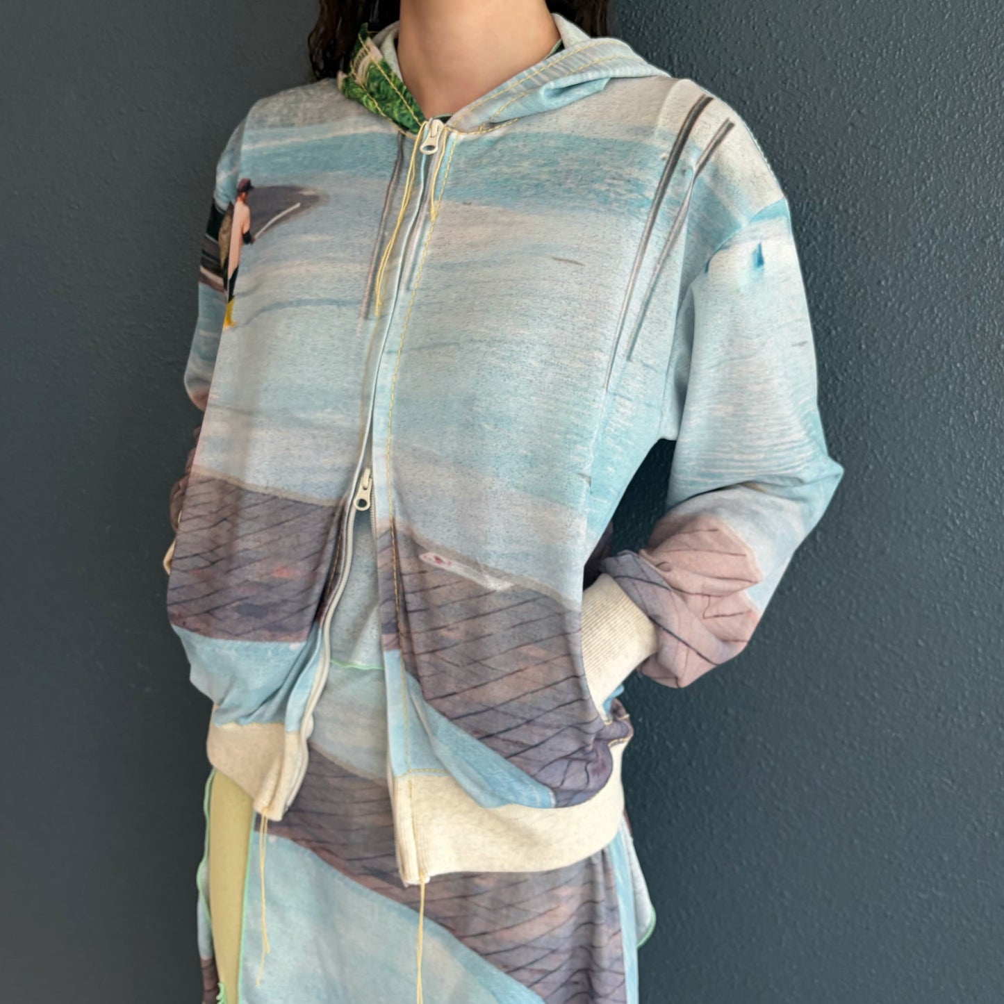 print zip up hoodie / pool / プリントジップアップフーディー