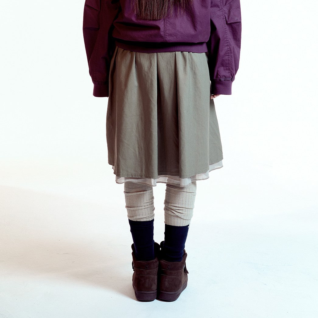 STRAP SHIRRING SKIRT / ASH BROWN / ストラップシャーリングスカート