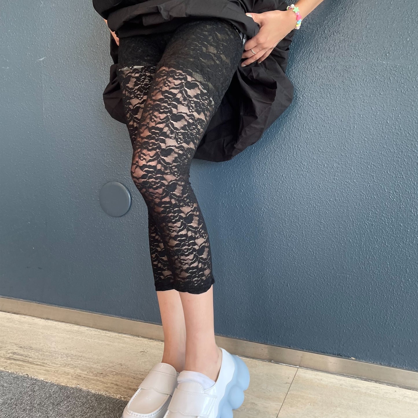 Carry lace leggings / Black / レースレギンス