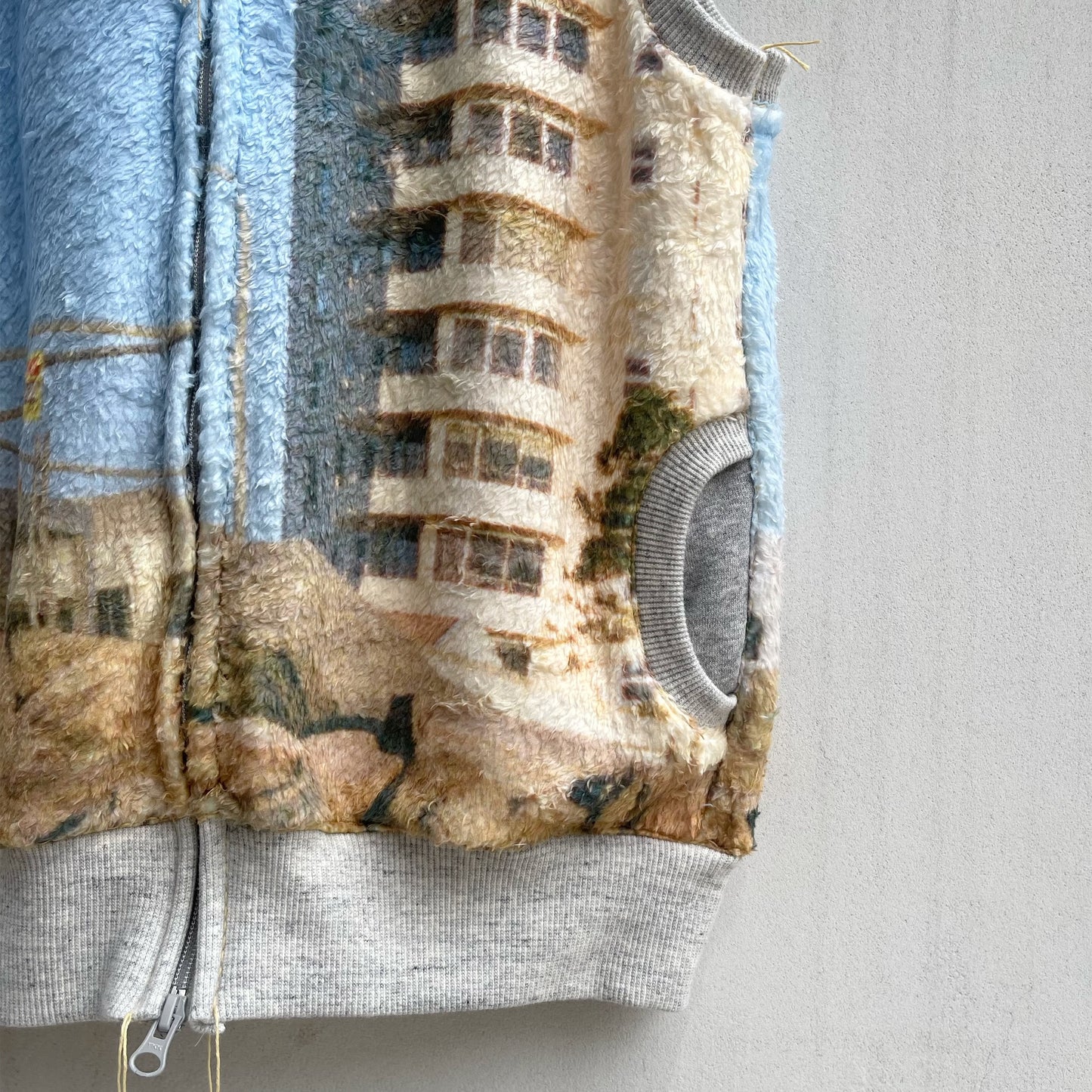 boa print no sleeve zip-up parka / 風景 / ボアプリントノースリーブジップアップパーカー
